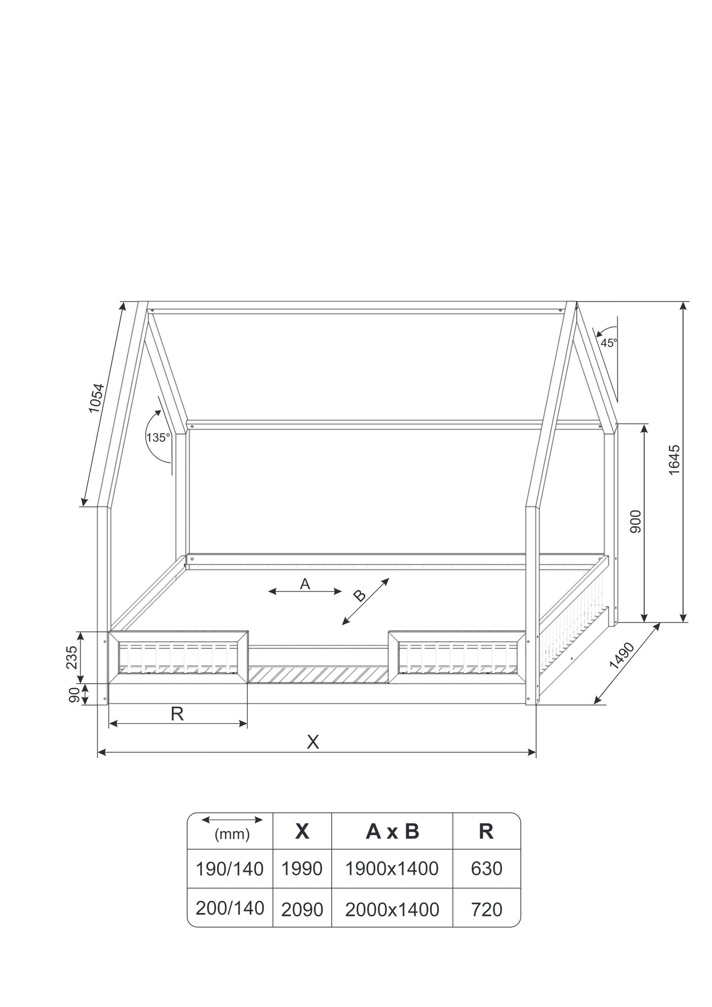 Express XL House bed BETTY 2 barriers