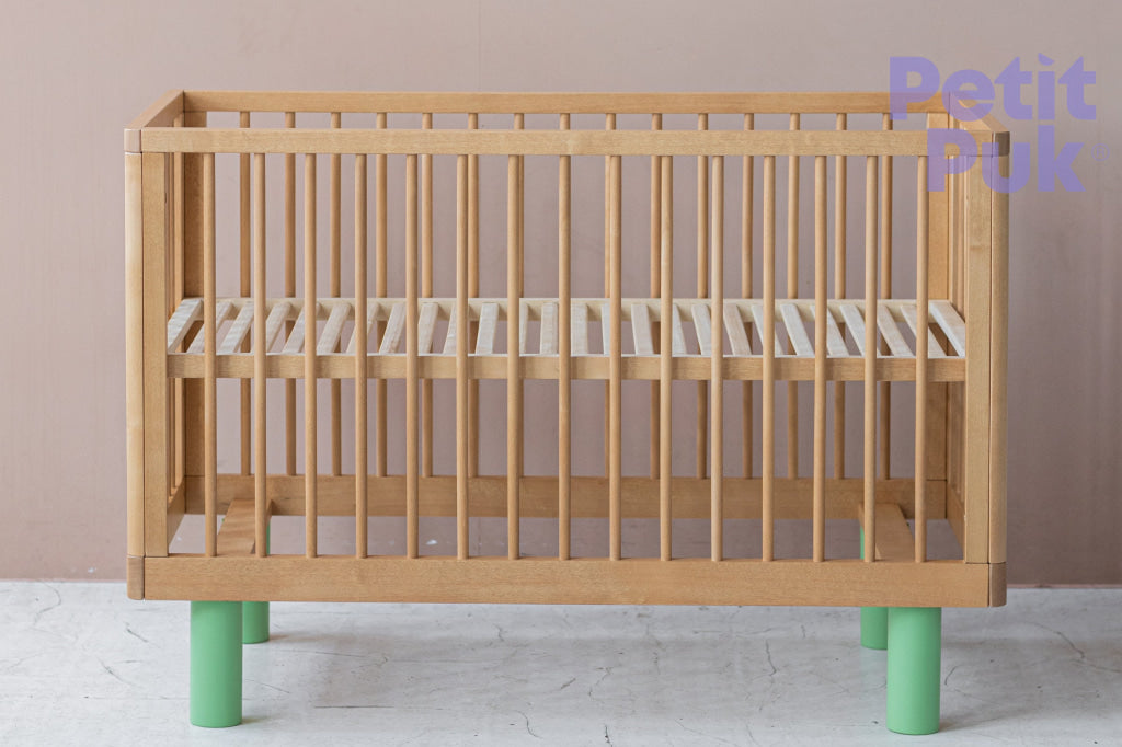 NEW! Express Baby Cot NOX duo 60x120 60x120 / NATURAL WOOD and GREEN Nox