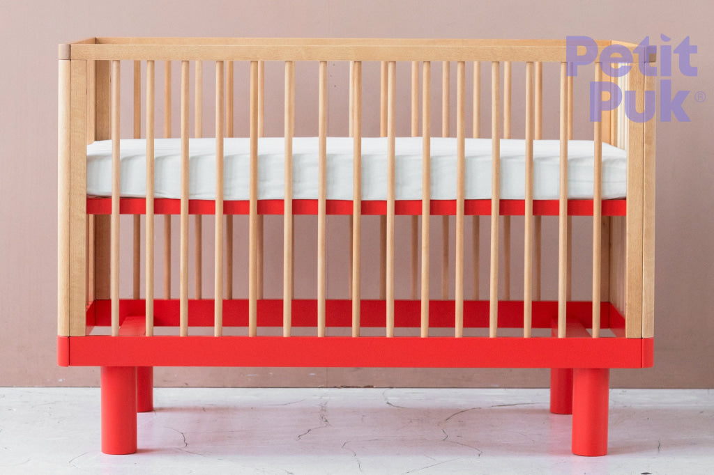 NEW! Express Baby Cot NOX duo 60x120 60x120 / NATURAL WOOD and RED Nox